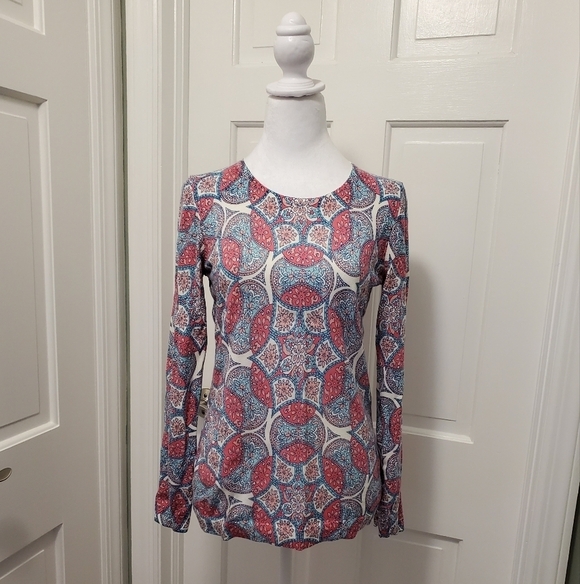 Talbots Garden Medallion Crewneck Sweater Size XS, Preppy, Colorful - Picture 1 of 9